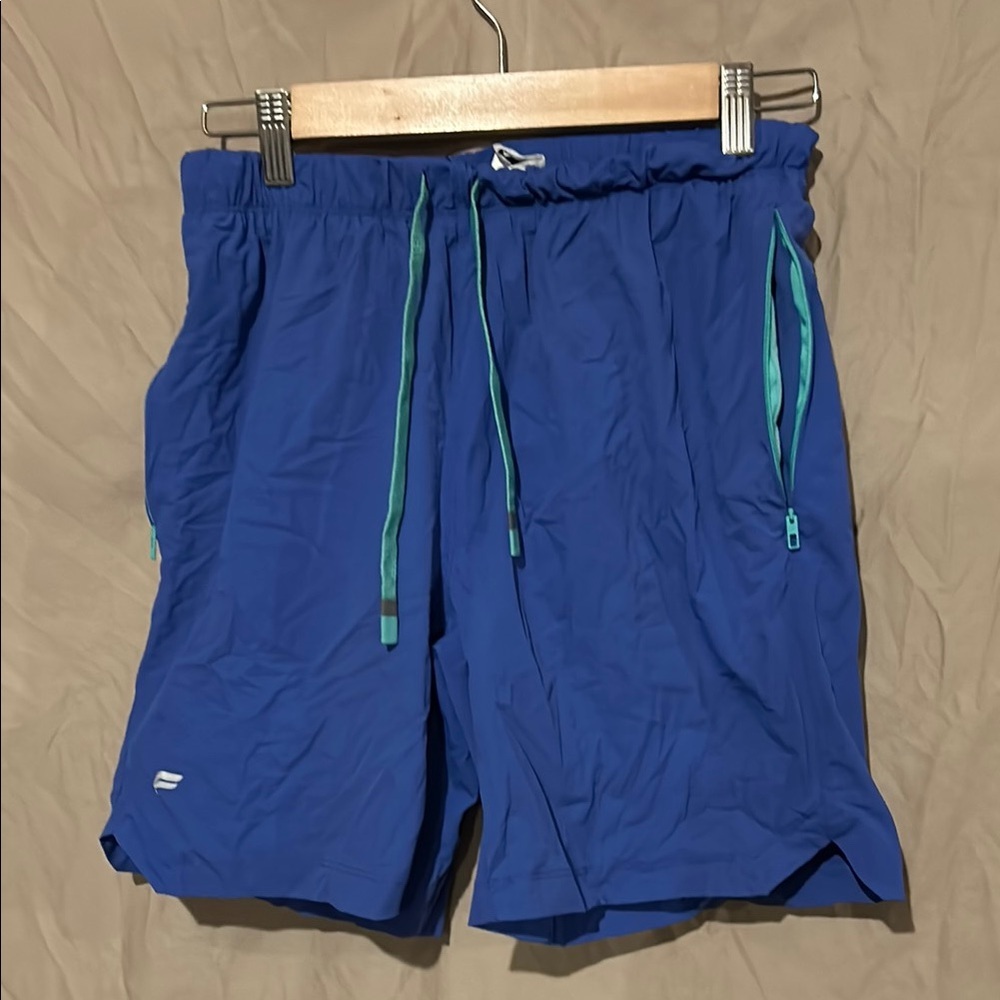 Fabletics Men's Royal Blue Athletic Shorts with Teal Accents